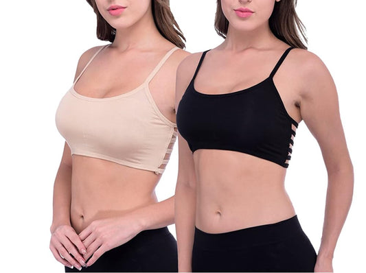 AGTO Fashion Sexy Pack of 2 Sexy Back Stripe Bralette Bra