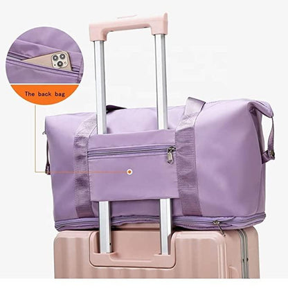 Nylon 22 Cms Travel Duffle(Foldable Travel Duffle_lavender) - AGTO Fashion