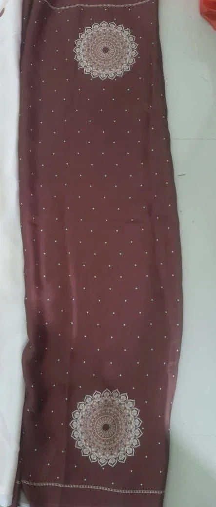 Satin Silk Printed Kaftan Saree With Unstitched Blouse - AGTO Fashion