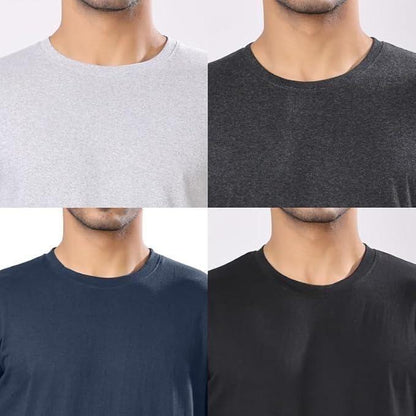 Men's Polycotton Solid Round Neck T-shirts (Pack of 4) - AGTO Fashion