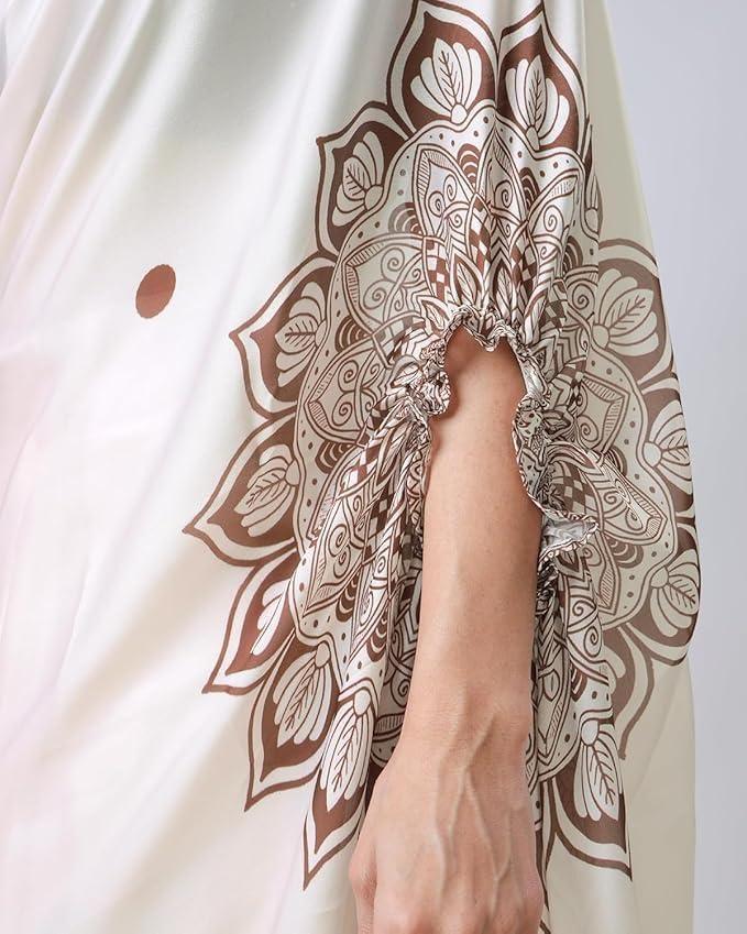 Satin Silk Printed Kaftan Saree With Unstitched Blouse - AGTO Fashion