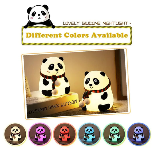 Silicone Panda Touch Night Light – Cute Lamp for Kids, Baby Room and Bedroom Decor – 7 Color Changing Nightlight for Girls, Boys and Gift Décor - AGTO Fashion