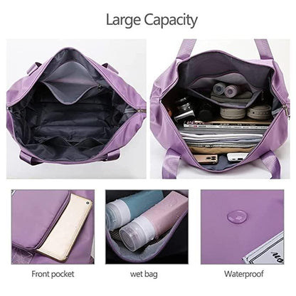Nylon 22 Cms Travel Duffle(Foldable Travel Duffle_lavender) - AGTO Fashion