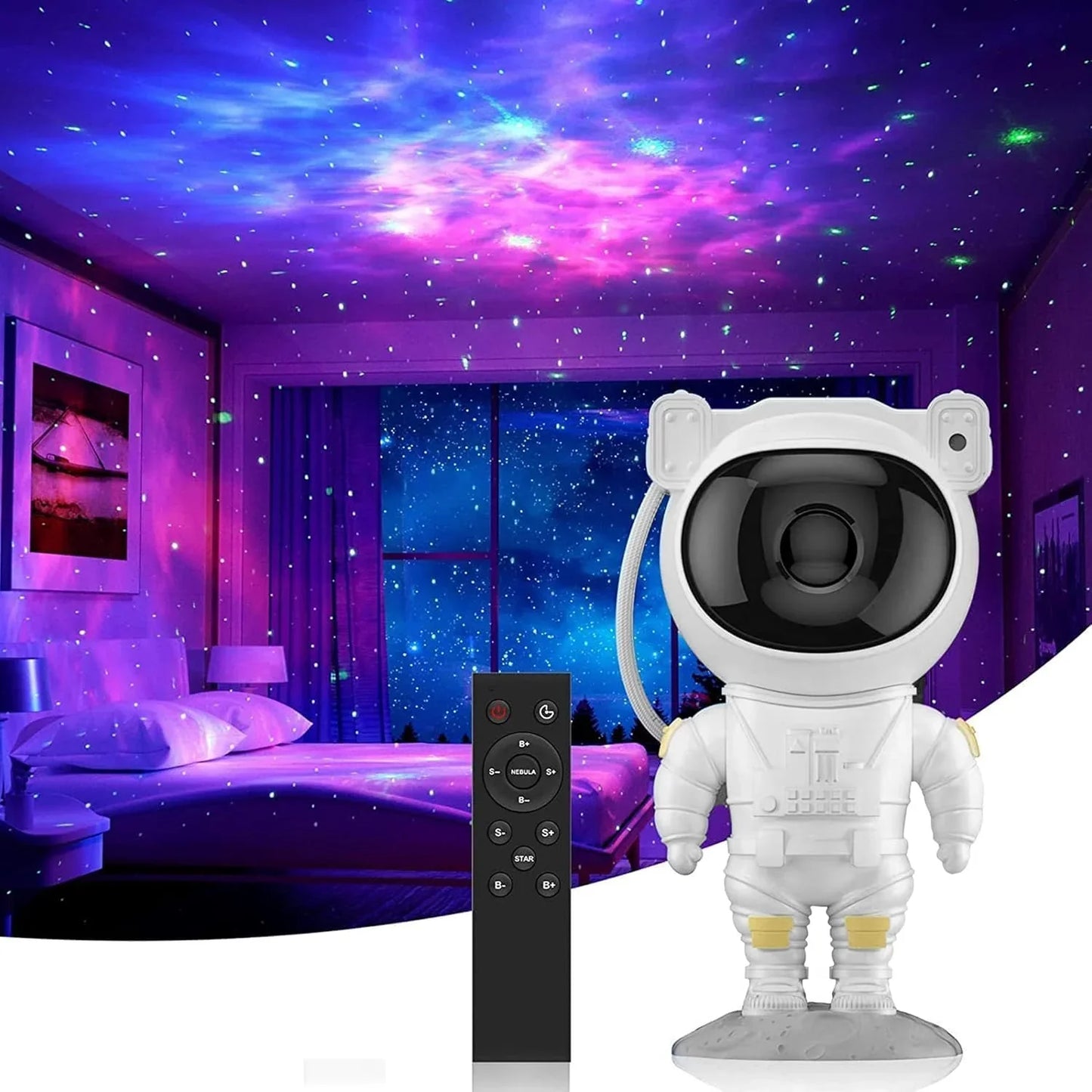 Astronaut Galaxy Projector Night Light – 360° Rotating Star & Nebula Lamp with Remote, Timer & Adjustable Head – Kids Room, Bedroom & Party Decoration, Décor - AGTO Fashion