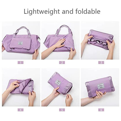 Nylon 22 Cms Travel Duffle(Foldable Travel Duffle_lavender) - AGTO Fashion