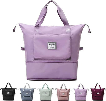 Nylon 22 Cms Travel Duffle(Foldable Travel Duffle_lavender) - AGTO Fashion