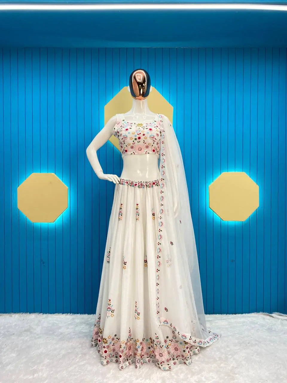 Elegant Chinon Embroidered Blazer Lehenga Set with Tube Choli and Organza Dupatta | Full Stitched - AGTO Fashion