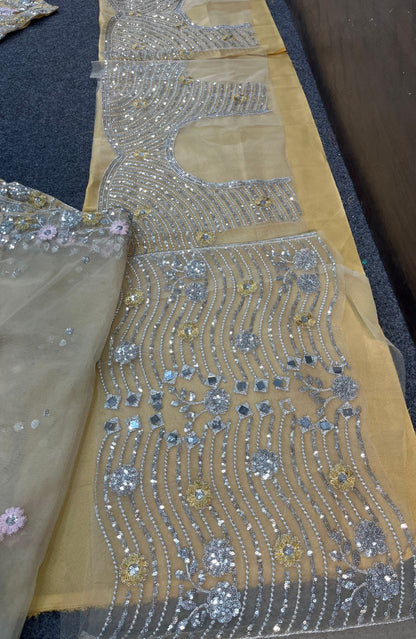 Real Mirror Embroidered Soft Butterfly Net Lehenga Set | Semi-Stitched with Dupatta & Blouse - AGTO Fashion