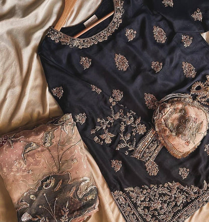 Chinon Sharara Suit Set with Sequin Embroidery & Organza Dupatta | Elegant Festive Wear 💫 - AGTO Fashion