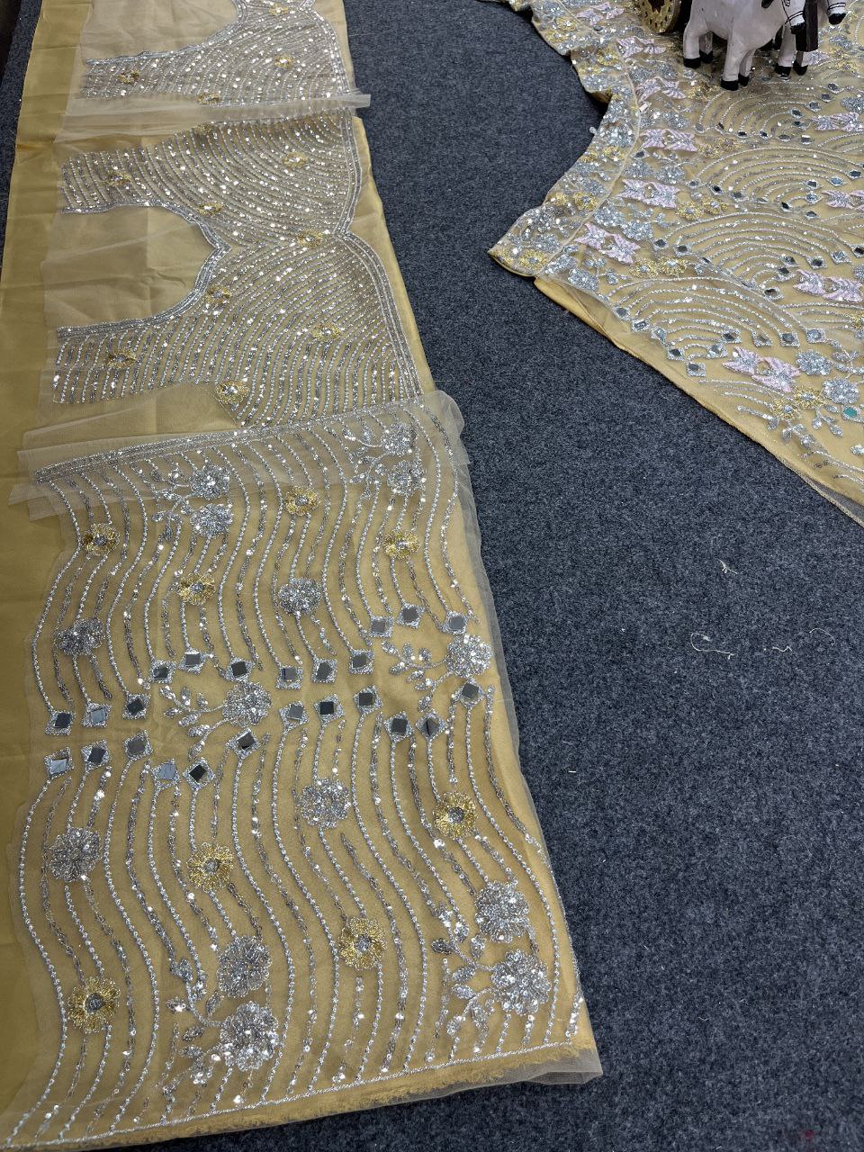 Real Mirror Embroidered Soft Butterfly Net Lehenga Set | Semi-Stitched with Dupatta & Blouse - AGTO Fashion