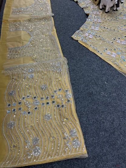 Real Mirror Embroidered Soft Butterfly Net Lehenga Set | Semi-Stitched with Dupatta & Blouse - AGTO Fashion