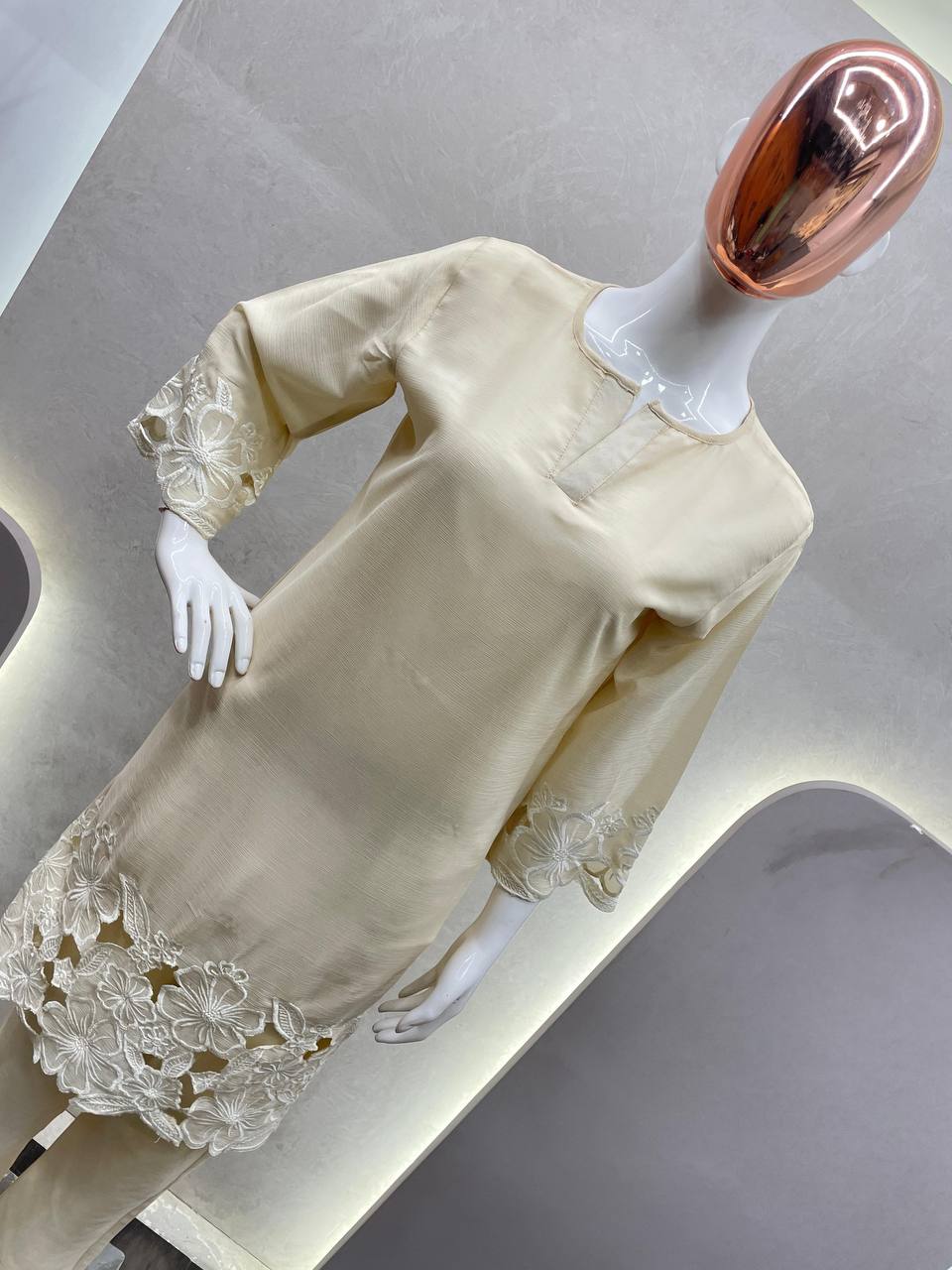 Chinon Fabric Shirt & Pant Set with Elegant Fit | Ready-to-Wear Ethnic Co-ord Set - AGTO Fashion