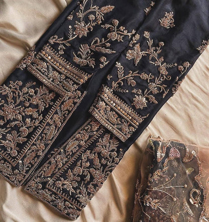 Chinon Sharara Suit Set with Sequin Embroidery & Organza Dupatta | Elegant Festive Wear 💫 - AGTO Fashion