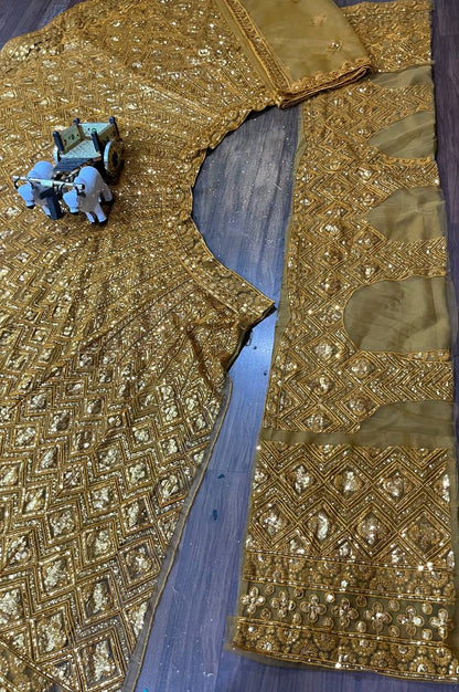 Soft Butterfly Net Lehenga Set with Sequins Embroidery | Semi-Stitched with Matching Dupatta & Blouse - AGTO Fashion
