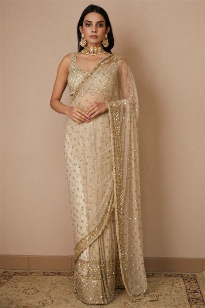 Elegant Designer Soft Butterfly Net Embroidered Saree with Sequins & Codding Work - AGTO Fashion