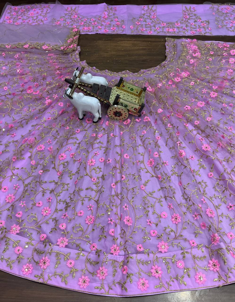 Soft Butterfly Net Lehenga Set with Sequins Embroidery | Semi-Stitched with Blouse & Dupatta - AGTO Fashion