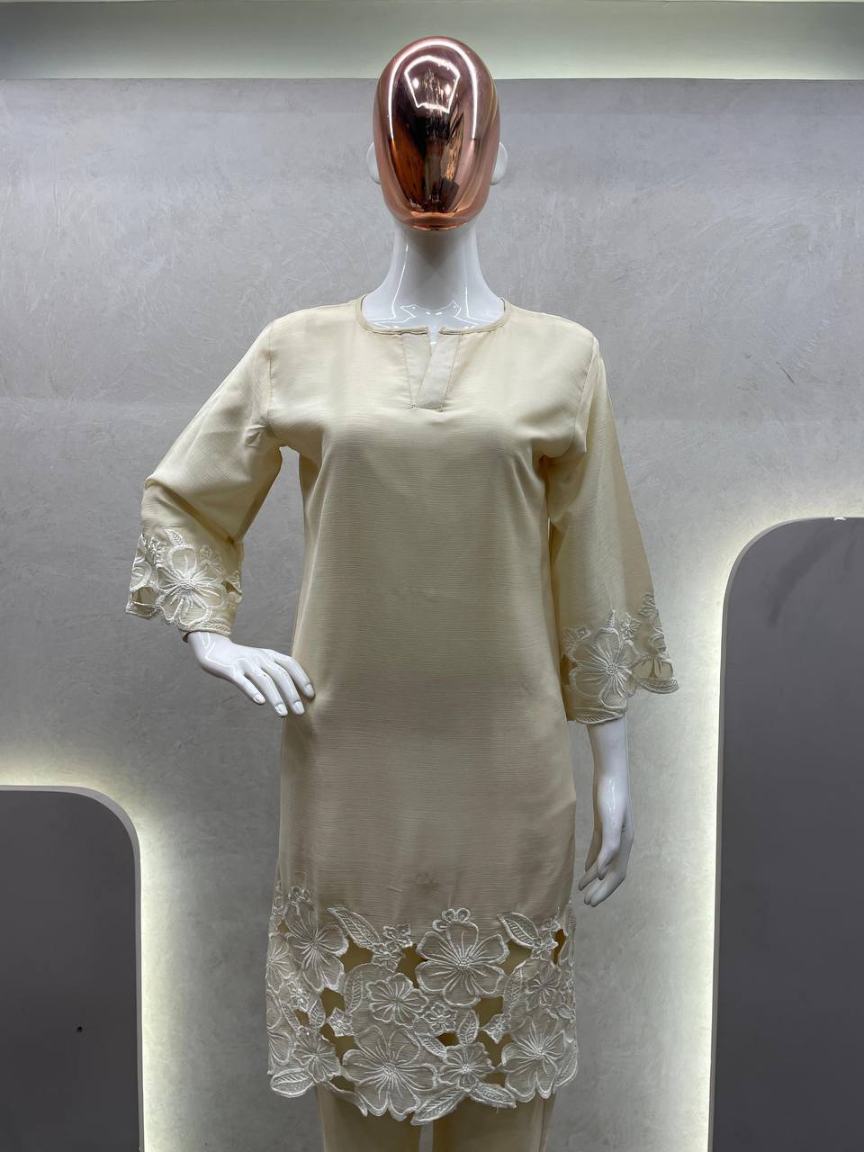 Chinon Fabric Shirt & Pant Set with Elegant Fit | Ready-to-Wear Ethnic Co-ord Set - AGTO Fashion