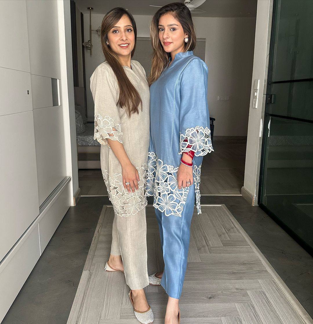 Chinon Fabric Shirt & Pant Set with Elegant Fit | Ready-to-Wear Ethnic Co-ord Set - AGTO Fashion