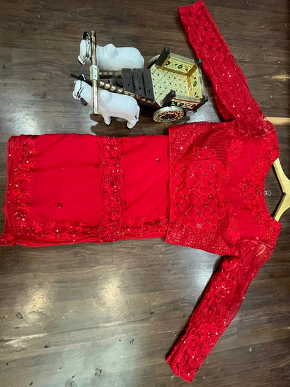 Tabby Silk Saree with Embroidery Sequins Work & Belt | Elegant & Stylish - AGTO Fashion