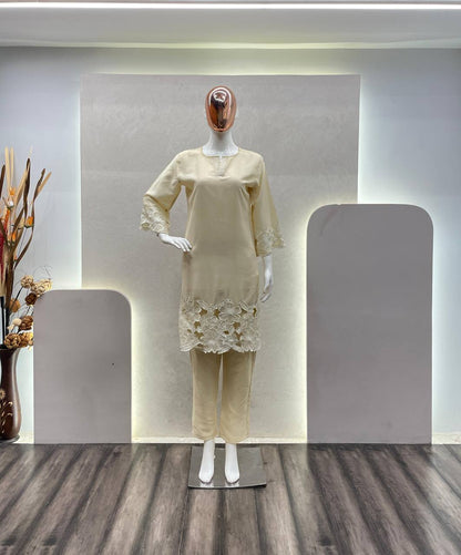 Chinon Fabric Shirt & Pant Set with Elegant Fit | Ready-to-Wear Ethnic Co-ord Set - AGTO Fashion