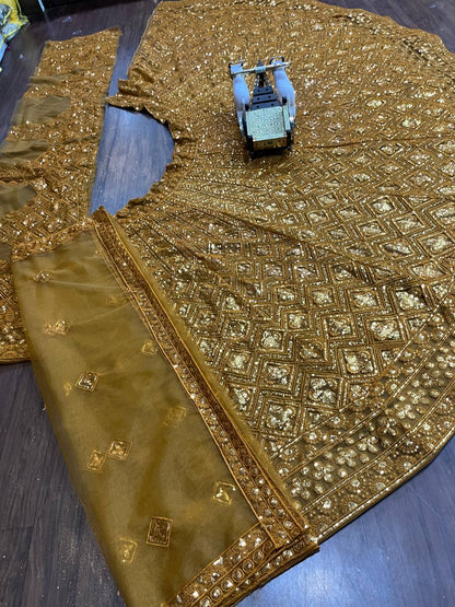 Soft Butterfly Net Lehenga Set with Sequins Embroidery | Semi-Stitched with Matching Dupatta & Blouse - AGTO Fashion