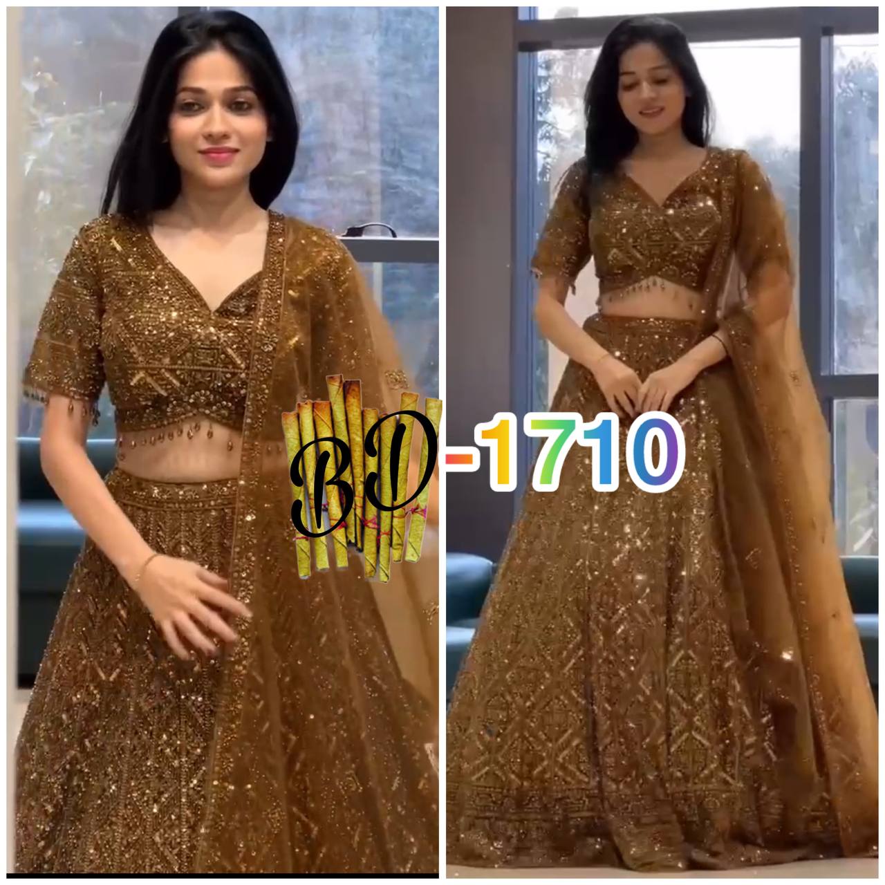 Soft Butterfly Net Lehenga Set with Sequins Embroidery | Semi-Stitched with Matching Dupatta & Blouse - AGTO Fashion